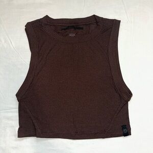 Prana Dark Brown Waffle Knit Cropped Tank Top